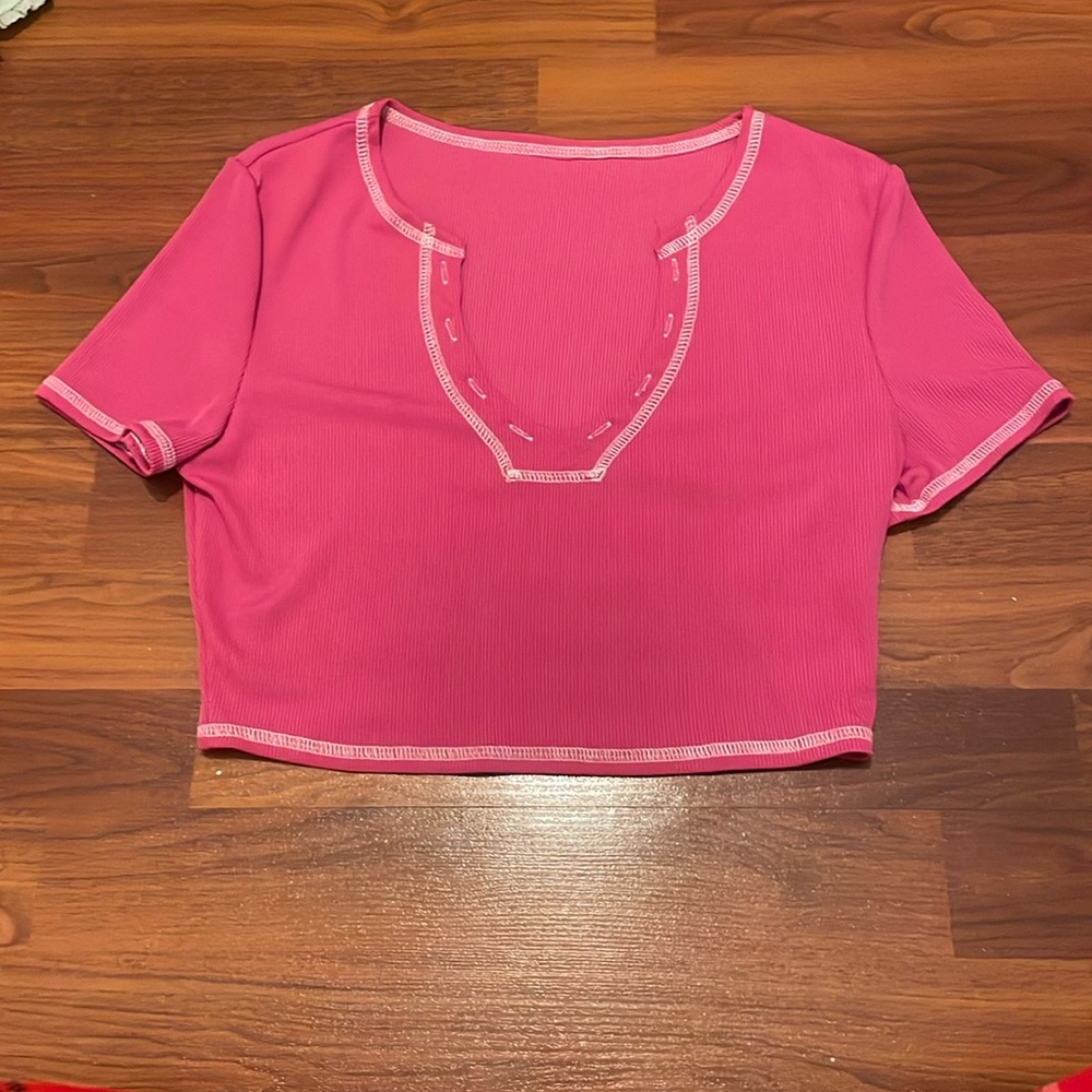 Pink Shein Top. NEVER WORN BEFORE SIZE LARGE